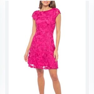 ANTONIO MELANI Vibrant Pink Rosette Mini Dress